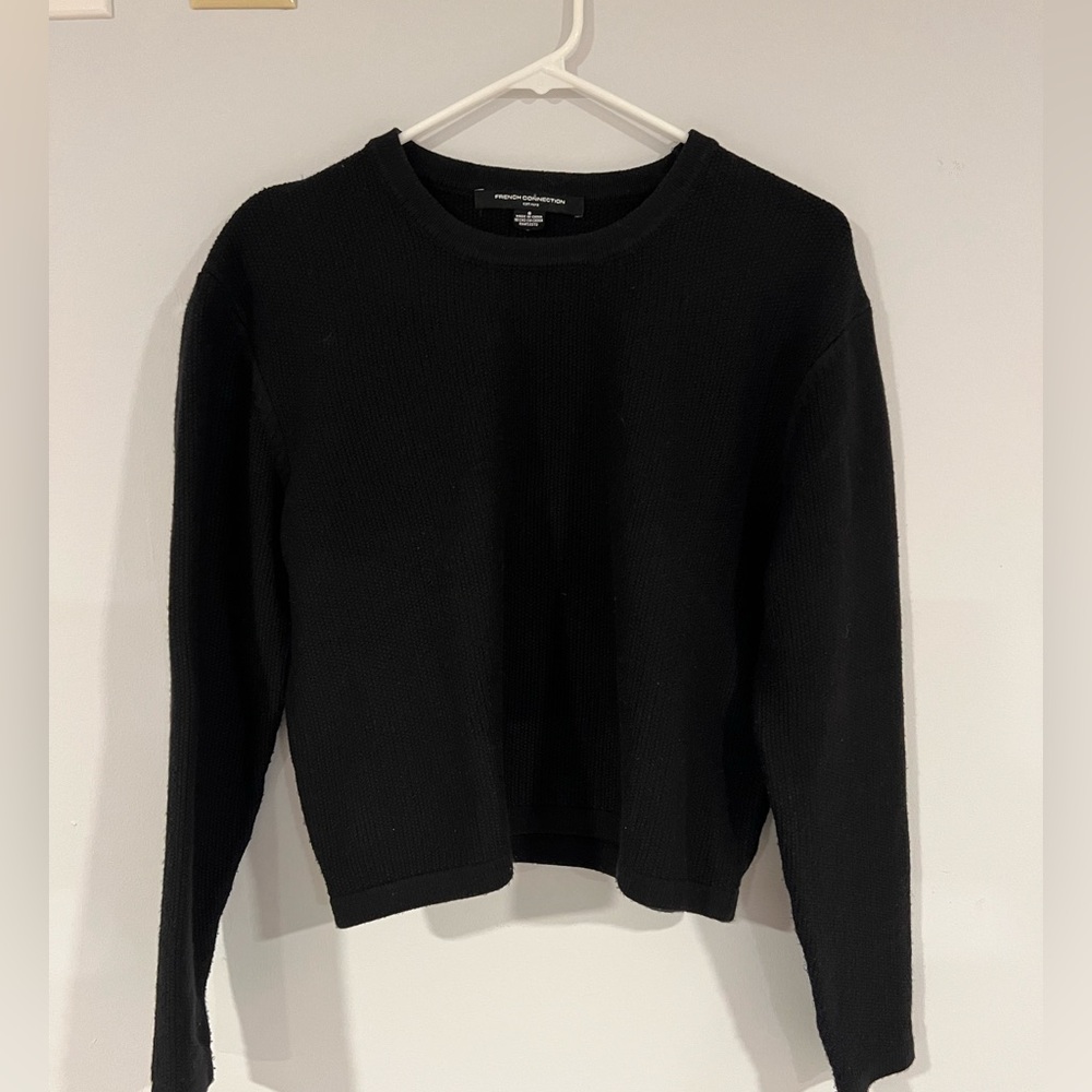 French Connection Black Cropped Sweater